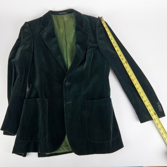 YSL Yves Saint Laurent Men's Vintage Green Velvet Blazer Made in France Size 40 - Picture 14 of 16